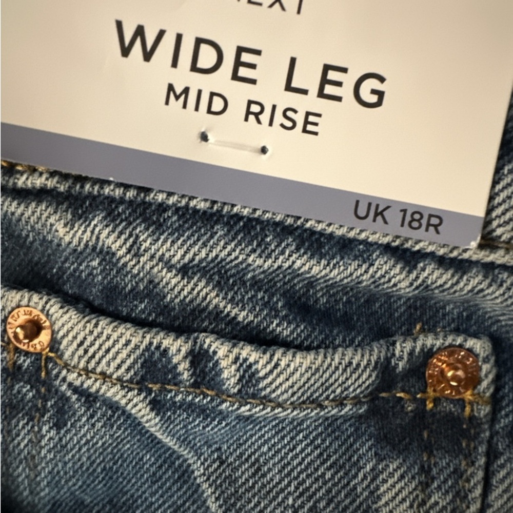 Next Wide Leg Mid Rise Jeans 14 R - Picture 5 of 6